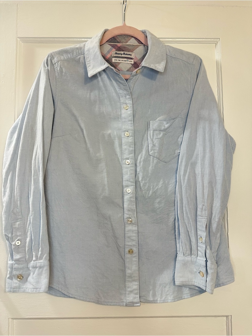Women’s Tommy Bahama Blue Corduroy Button Up Shirt